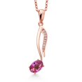 thumbnail image 1 of Music Eighth Note Jewelry Pendant Necklace Gift for Women By Keren Hanan | 18K Rose Gold Plated Silver | Pink Mystic Topaz | 0.60 Cttw | November Birthstone | Oval 6X4MM | with 18 inch Silver Chain, 1 of 6