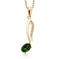thumbnail image 1 of Music Eighth Note Jewelry Pendant Necklace Gift for Women By Keren Hanan | 18K Yellow Gold Plated Silver | Chrome Diopside | 0.65 Cttw | Gemstone Birthstone | Oval 6X4MM | with 18 inch Silver Chain, 1 of 6