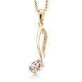 thumbnail image 1 of Music Eighth Note Jewelry Pendant Necklace Gift for Women By Keren Hanan | 18K Yellow Gold Plated Silver | Peach Morganite | 0.60 Cttw | October Birthstone | Oval 6X4MM | with 18 inch Silver Chain, 1 of 6