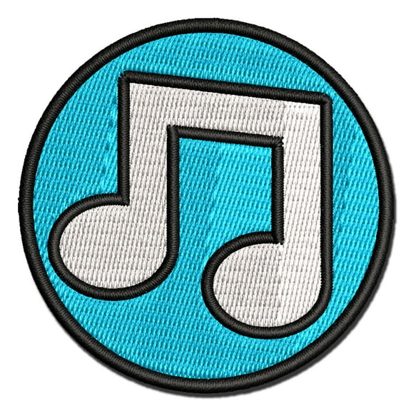 Music Eighth Notes Applique Multi-Color Embroidered Hook & Loop Patch - 3 Inch Medium