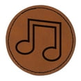 thumbnail image 1 of Music Eighth Notes Outline 2.5" Faux Leather Round Engraved Iron-On Patch - Brown, 1 of 6