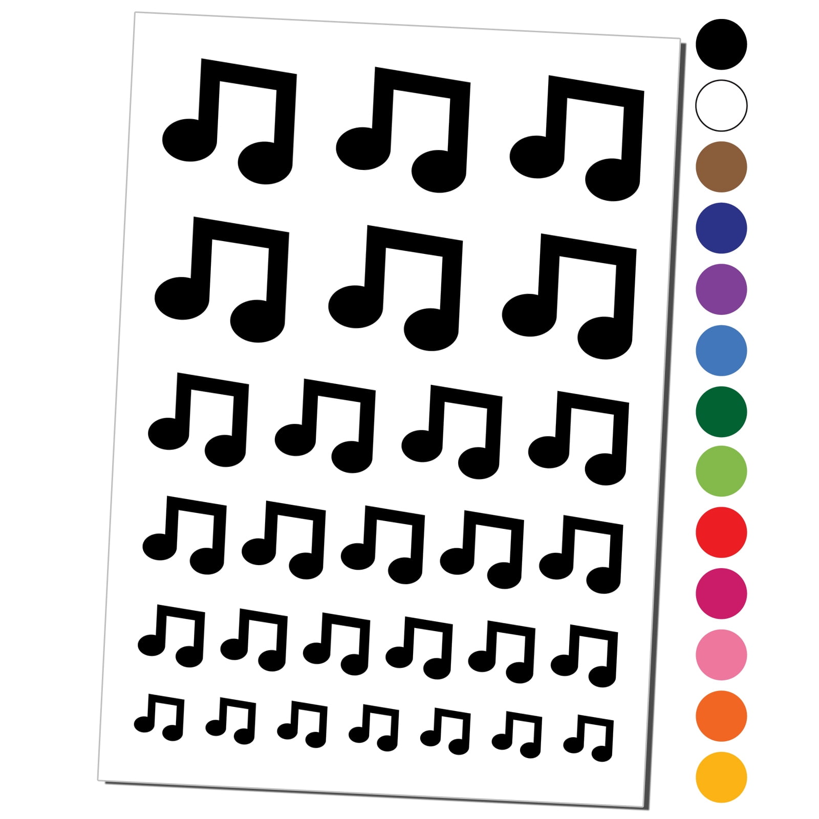 Music Eighth Notes Water Resistant Temporary Tattoo Set Fake Body Art ...