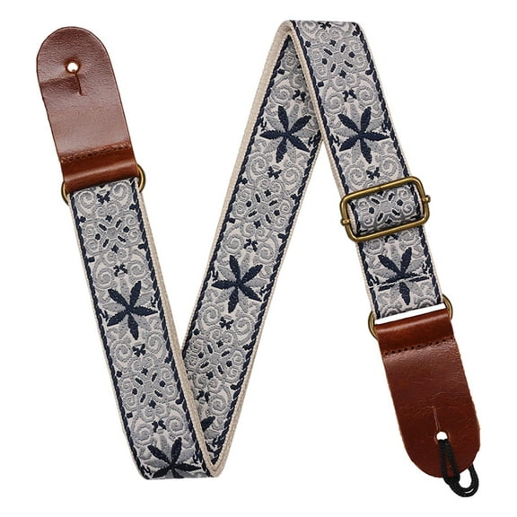 Music Embroidered Ukulele Strap Shoulder Belt Adjustable Universal Guitar Back Straps Lightweight for Ukulele Accessory Blue