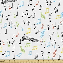 Ambesonne Music Fabric by the Yard Upholstery, Vibes Notes Beat, 10 Yards, Multicolor