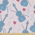 thumbnail image 1 of Ambesonne Music Fabric by the Yard Upholstery, Violin with Notes Pattern, 1 Yard, Slate Blue Pale Pink, 1 of 4
