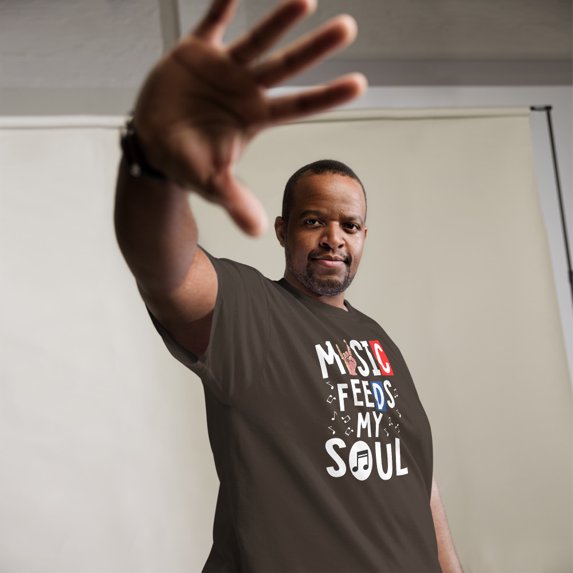 Music Feeds My Soul Vintage Musician Music Lover Graphic classic tee (Dark Chocolate, M)