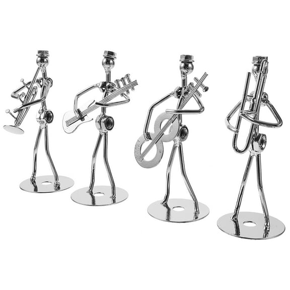 Music Figurine Iron Art Sculpture 4.52X2.16X2.16 Inch Creative Musician Decoration
