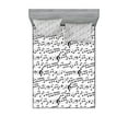 thumbnail image 1 of Music Fitted Sheet & Pillow Sham Set, Abstract Style Professional Pattern Notes and Clef Sheet Play Writing Print, Decorative Printed 6 Piece Bedding Decor Set, Full, Black White, by Ambesonne, 1 of 3