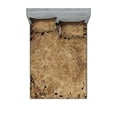 thumbnail image 1 of Music Fitted Sheet & Pillow Sham Set, Random Musical Notes on Wavy Staff with Woolly Looking Rustic Background, Decorative Printed 6 Piece Bedding Decor Set, Queen, Yellow Black Brown, by Ambesonne, 1 of 3