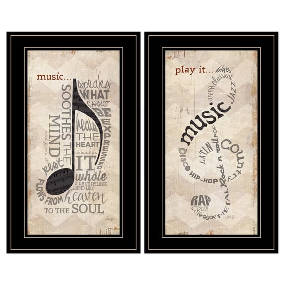Trendy Decor 4U Music Framed Wall Art With Earthtone Finish V246-704G