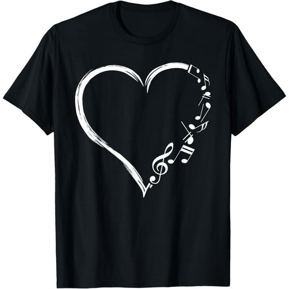 Music Frequency Cute Heart Notes Clef Musicians Music Lover T-Shirt
