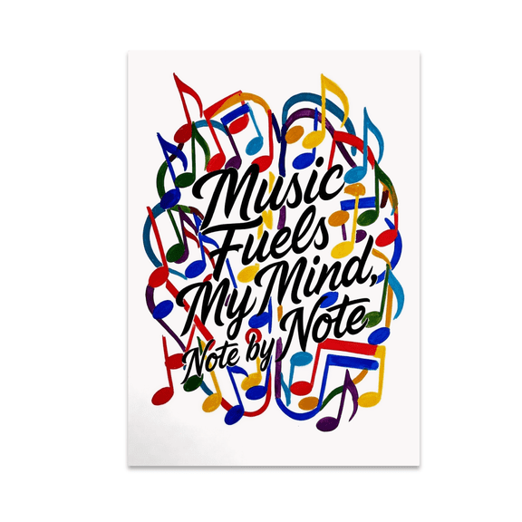 Music Fuels My Mind Note by Note - Brainy Music Lover - 13x19 Poster Print