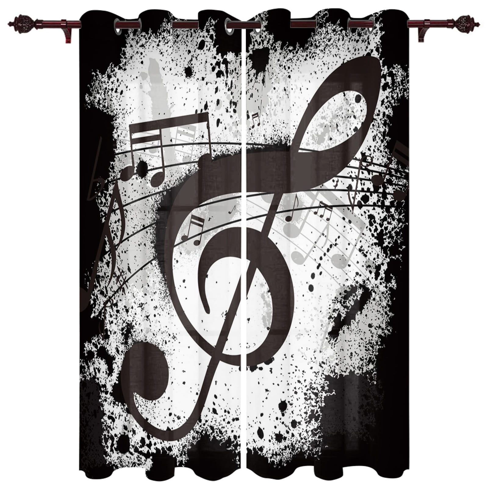 Music Girl Musical Notes Kitchen Curtain Kids Bedroom Living Room