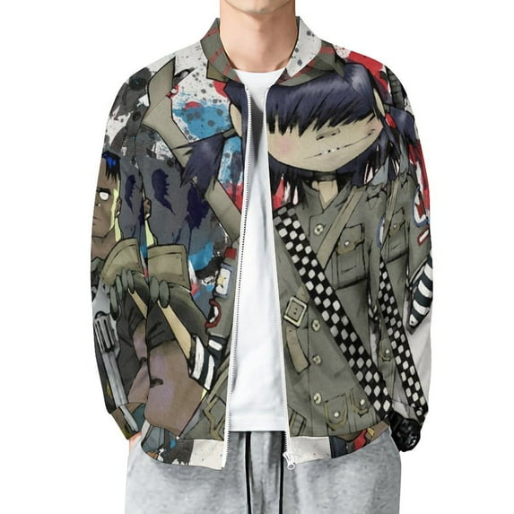 Music Gorillaz Cartoon Fashion Jacket Mens Windbreaker Coat Lightweight Zipper Clothes Streetwear Bomber Outerwear Jackets