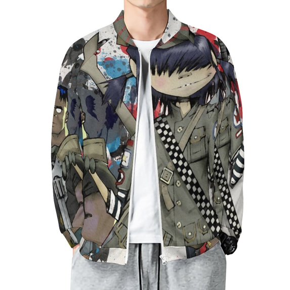 Music Gorillaz Cartoon Fashion Jacket Mens Windbreaker Coat Lightweight Zipper Clothes Streetwear Bomber Outerwear Jackets
