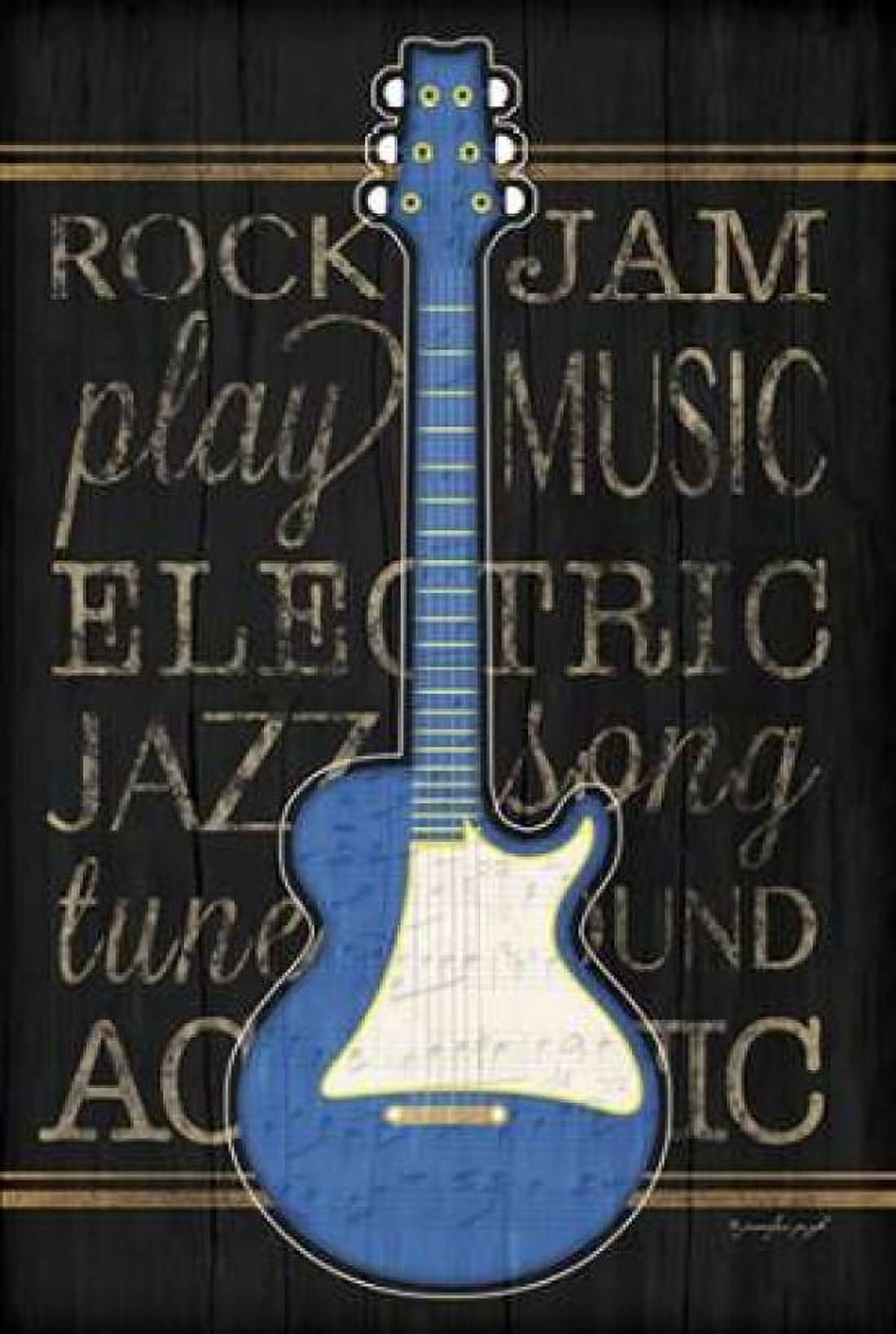 Music Guitar - Blue Canvas Art - Jennifer Pugh (12 x 18)