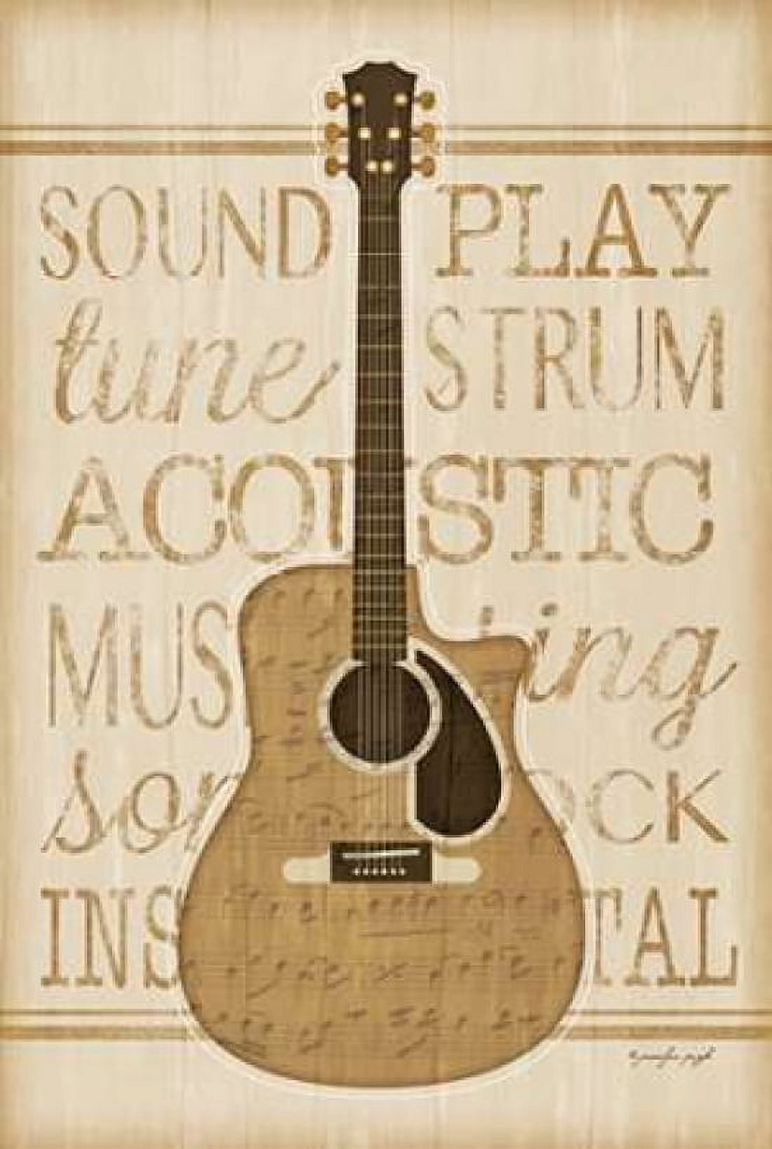 Music Guitar Canvas Art - Jennifer Pugh (12 x 18)