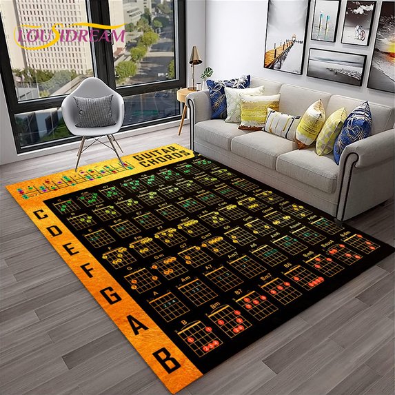 Music Guitar Chord Theory Chart Piano Carpet Rug for Home Living Room Bedroom Sofa Doormat r Kid Area Rug Non-slip Mat