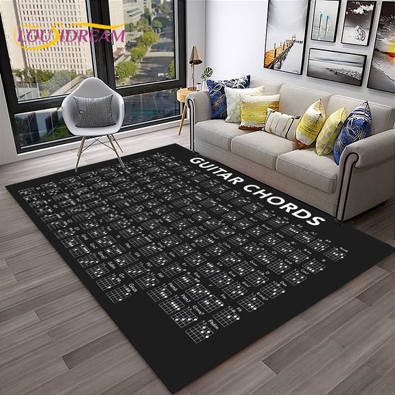 Music Guitar Chord Theory Chart Piano Carpet Rug for Home Living Room Bedroom Sofa Doormat r Kid Area Rug Non-slip Mat