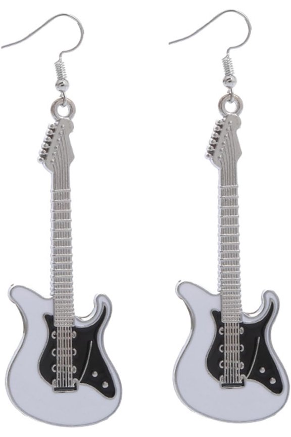 Music Guitar Earrings for Women Dainty Fashion Crystal Bass Electric Guitar Dangle Drop Earrings Rock Music Lovers Singer Personalized Concert Party Jewelry