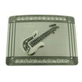 thumbnail image 1 of Music Guitar Electric Belt Buckle Guitarist Musician Silver Chrome Rhinestones, 1 of 2