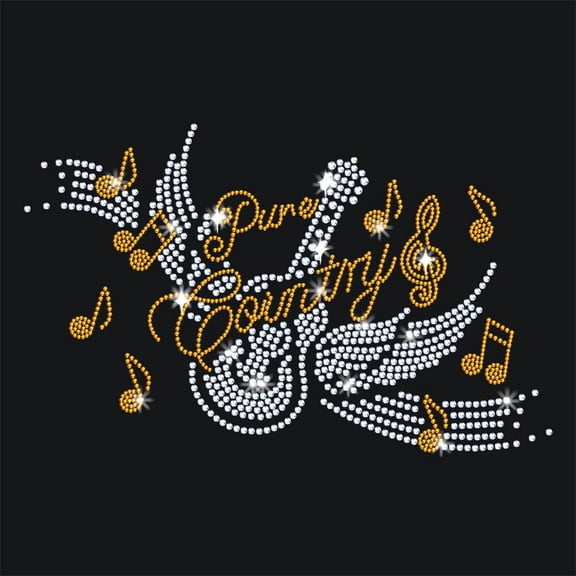 Music Guitar Iron on Rhinestones Transfer 11.7x8.3 Inch Heat Transfer Decal Bling Decals Heat Transfer Patch Clothing Repair Applique