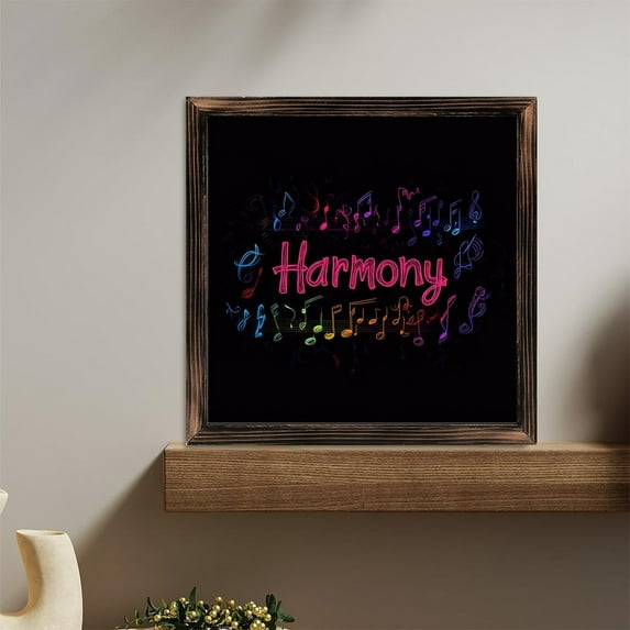 Music Harmony Art Wooden Sign Wall Plaque - Vintage Art Decoration, Wall Decoration - Ideal Gift For Home Decoration, Living Room, Bathroom, Bedroom, Garden, Dining, Bar, Cafe, Festival Party Decor