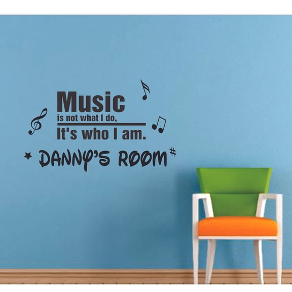 Music Is Who I Am Cute Music Room Decors Wall Sticker Art Design Decal for Girls Boys Kids Room Bedroom Nursery Kindergarten House Fun Home Decor Stickers Wall Art Vinyl Decoration (27x30 inch)