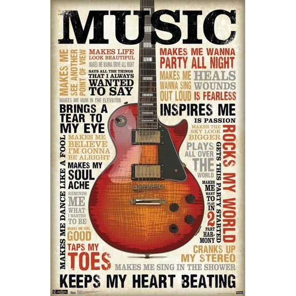 Music Inspires Me Wall Poster, 22.375" x 34"