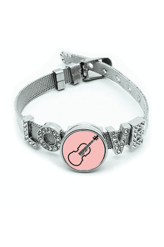 Music Instrument Violin Melody Bracelet Wristband Crystal Love Adjustable Bangle