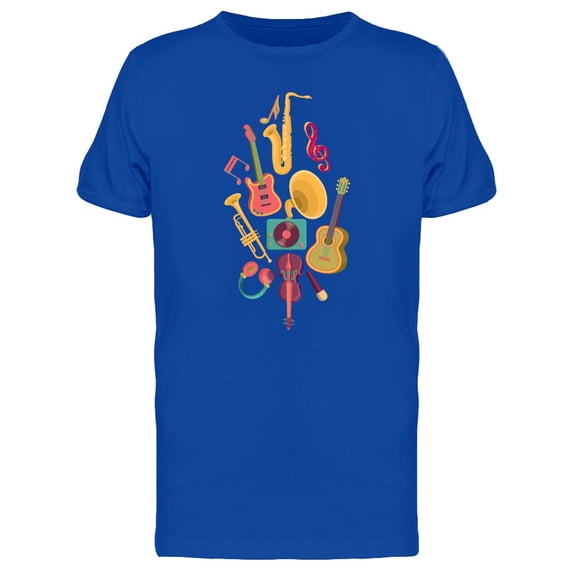 Music Instruments Doodles T-Shirt Men -Image by Shutterstock, Male 3X-Large