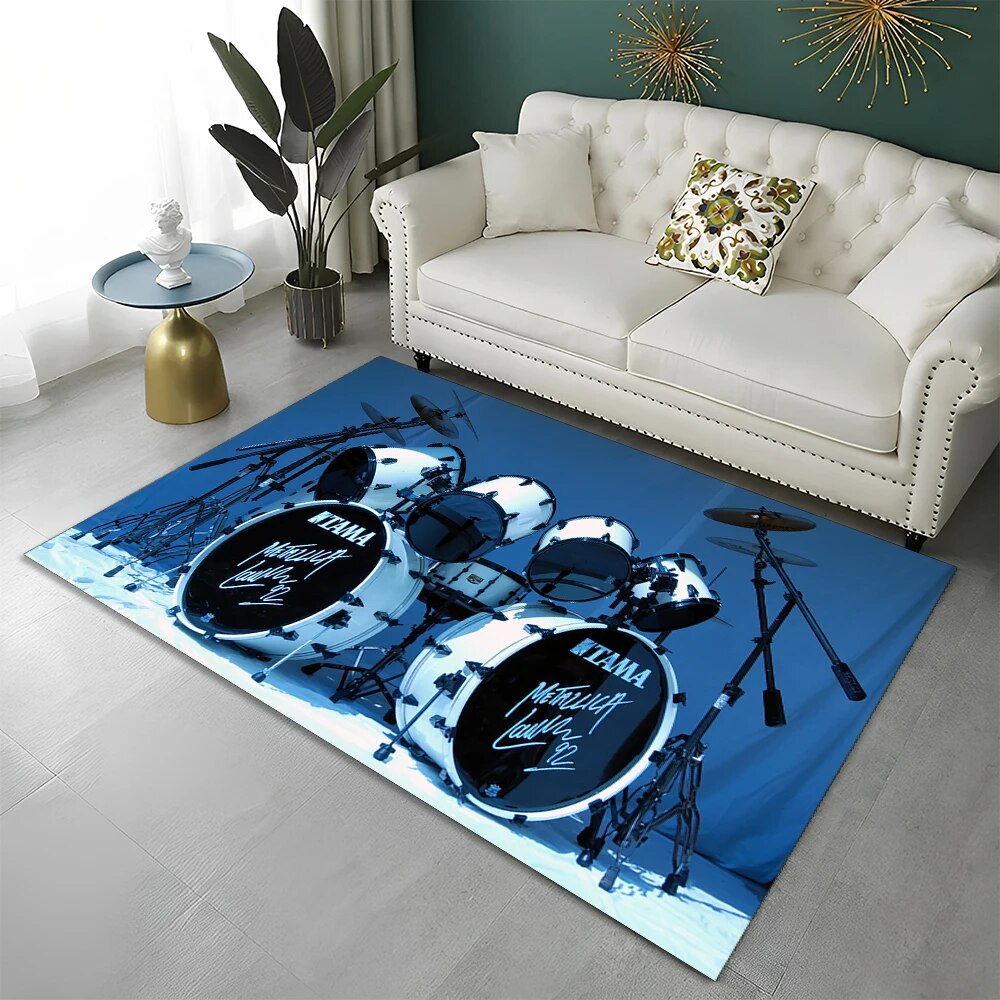 Music Instruments Drum Kit Drum Set Carpet Rug for Home Living Room