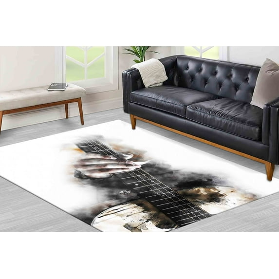 Music Instruments Rugs, Music Rug, Music Room Rug, Guitar Rug, Hallway Rug, Thin Rug, Area Rug, Handmade Gift, Kitchen Rug, Front Door Rug, 2.6'x5' - 80x150 cm