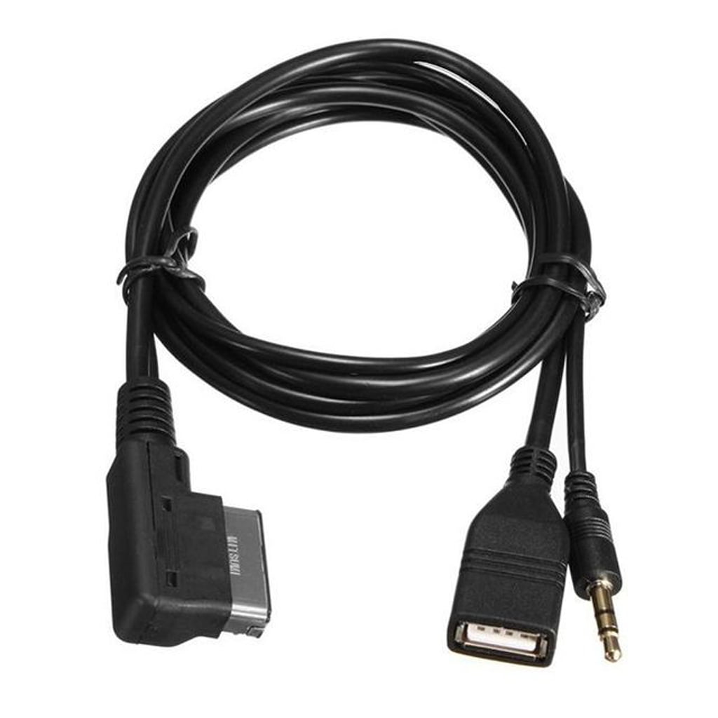 EBTOOLS Cavo AMI Per Audi MMI 2G E 3G - 2 Metri, USB E Jack 3.5mm Per Musica E Ricarica - 2