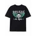 thumbnail image 1 of Music Is Life Skull Headphones Wings Graphic Tee, 1 of 6