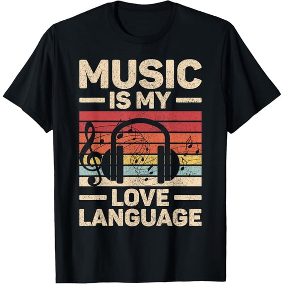 Music Is My Love Language Musician Outfit EDM Music Lover DJ T-ShirtMen and women, Black T-shirt, size: Extra large