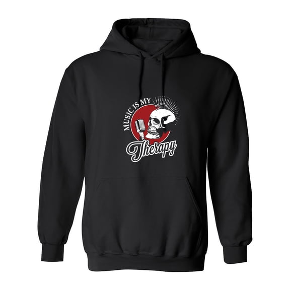 Music Is My Thera*y Sarcastic Humor Novelty Funny Men's Hoodies