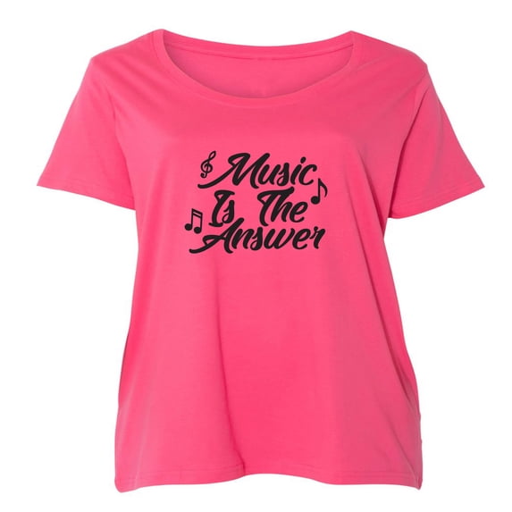 Music Is The Answer Womens Plus Size Scoopneck T