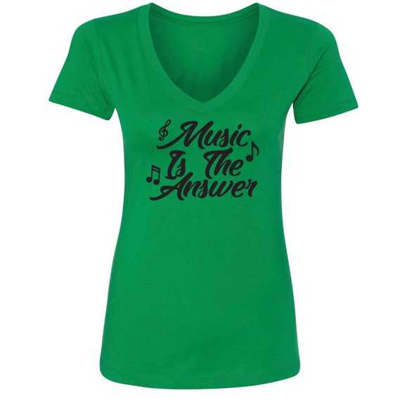 Music Is The Answer Womens V-Neck Tee