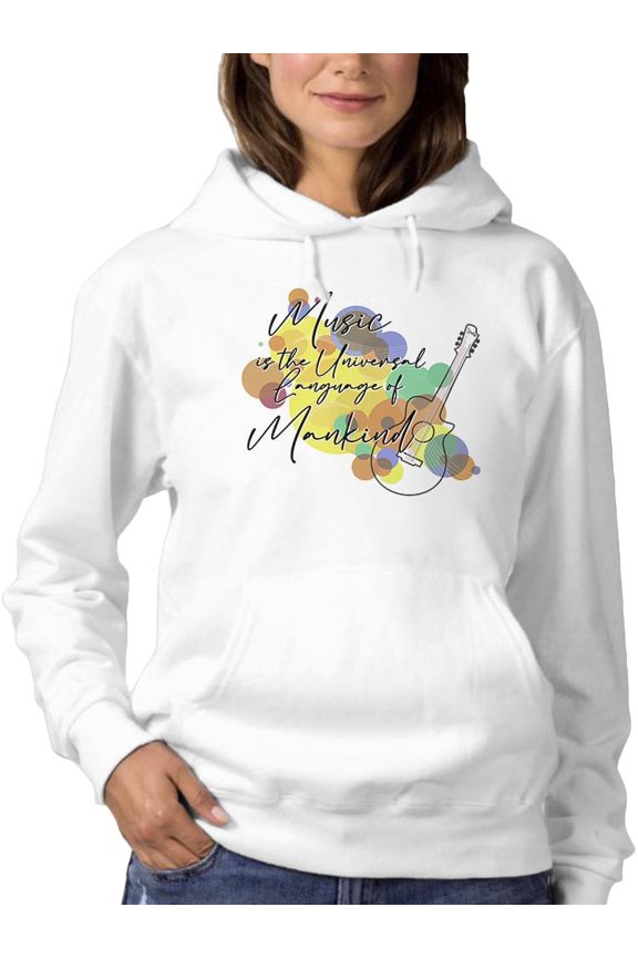 Music Is Universal Quote Hoodie Women -Smartprints Designs, Female XX-Large