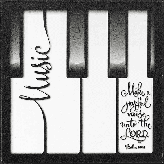 Music, Joyful Noise Classic Black And White Keys 8 x 8 Wood Wall Sign Plaque