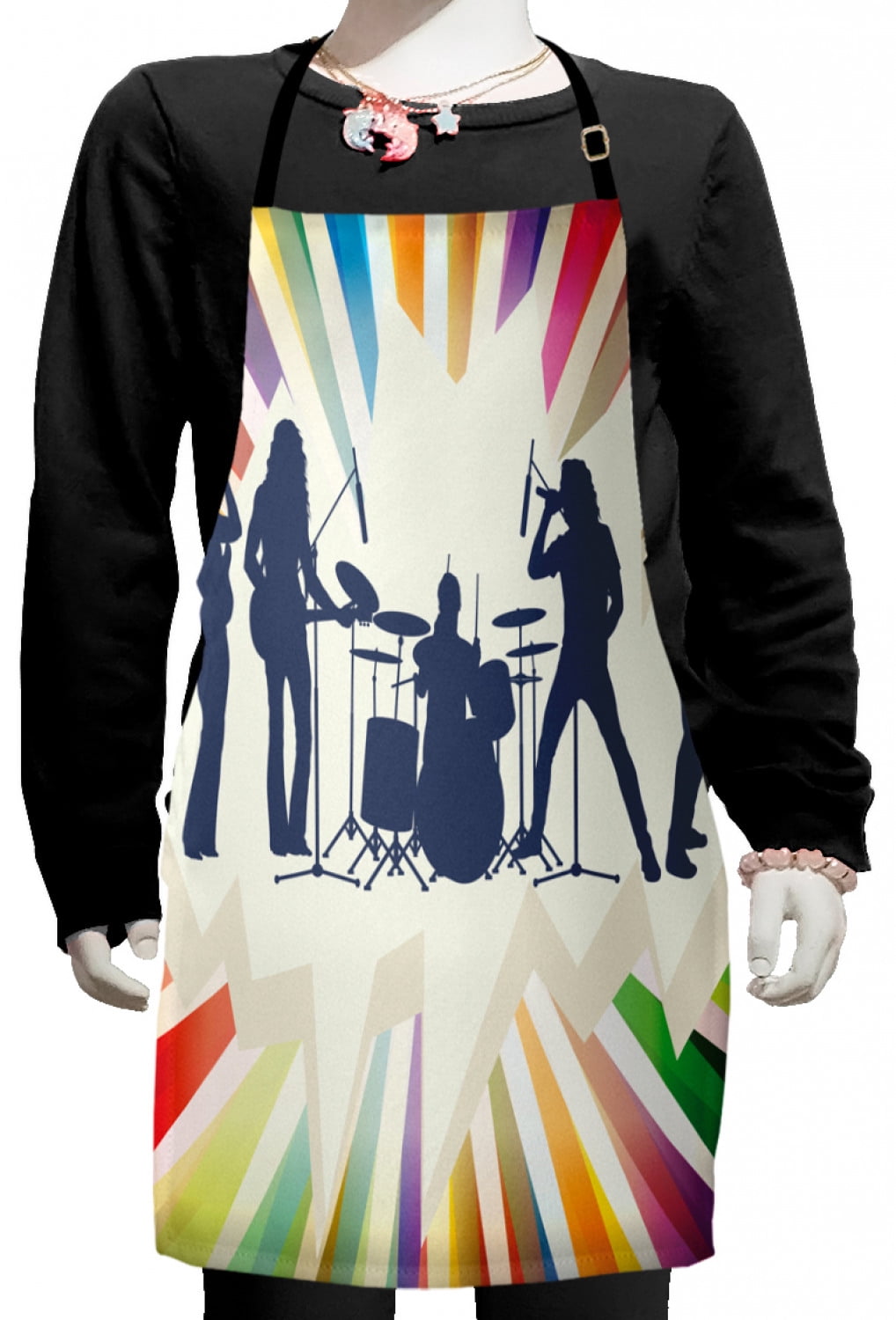 Music Kids Apron, Rock Band 80s Hairstyle Music Instruments Image with ...