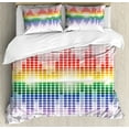 thumbnail image 1 of Music King Size Duvet Cover Set, Rainbow Digital Style Equalizer Amplifier Recording Equipment Night Club Disco Theme, Decorative 3 Piece Bedding Set with 2 Pillow Shams, Multicolor, by Ambesonne, 1 of 3