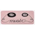 thumbnail image 1 of Music Kitchen Mat, Music Letters Written by Cassette Tape Loud Improvisation Beat Pulse Tempo Image, Plush Decorative Kitchen Mat with Non Slip Backing, 47" X 19", Pink Black, by Ambesonne, 1 of 1