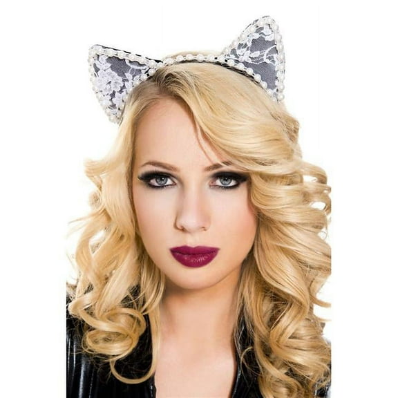 Music Legs Men's 70823-WHITE-WHITE 1 Piece Fuzzy Cat Accessory Kit with Headband Accessory, White