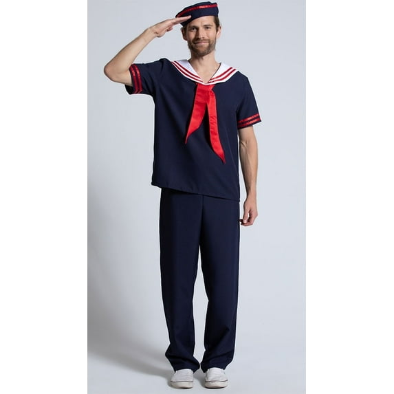Music Legs Men's Ahoy Sailor Costume, Sailor Halloween Costume