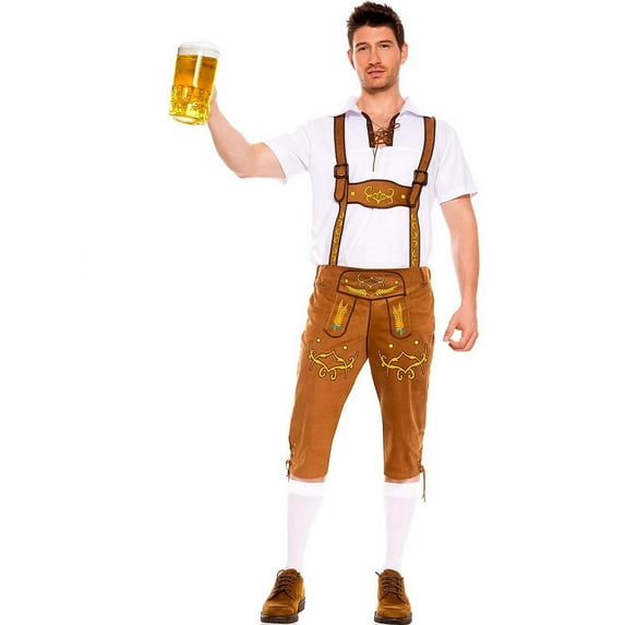 Music Legs Men's Bavarian Lederhosen Costume, Beer Costume