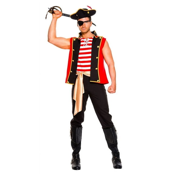 Music Legs Men's Plunderous Pirate Costume, Sexy Men's Plunderous Pirate Costume