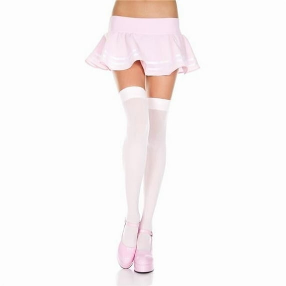 Music Legs Opaque Thigh High Stockings, Women's, Baby Pink
