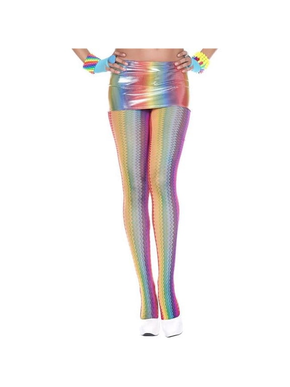 Rainbow Zig Zag Tights, Rainbow (Womens)